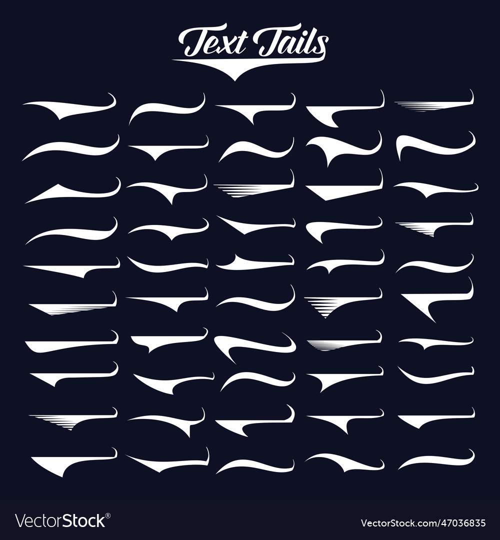 Text tail icon underline typography element
