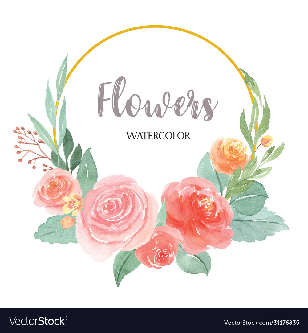 Watercolor florals hand painted with text wreaths Vector Image