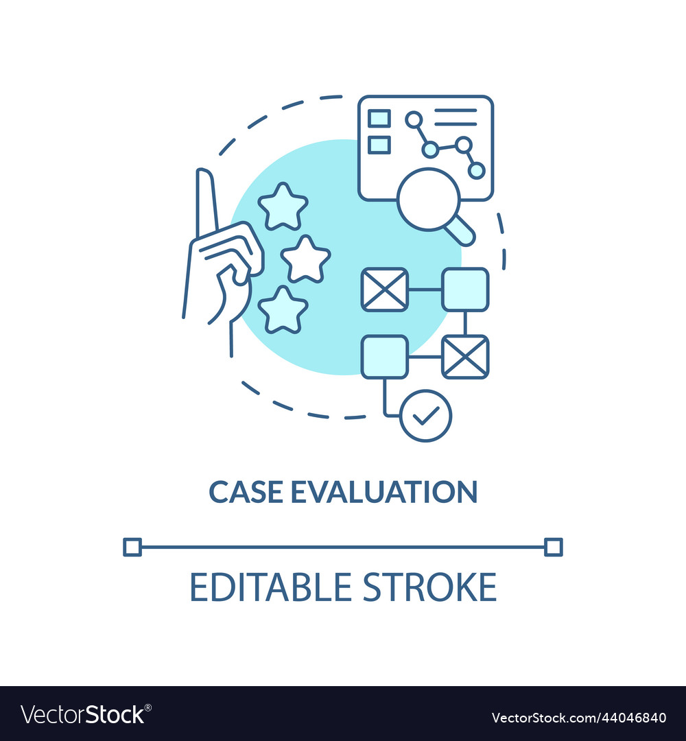 Case evaluation turquoise concept icon Royalty Free Vector