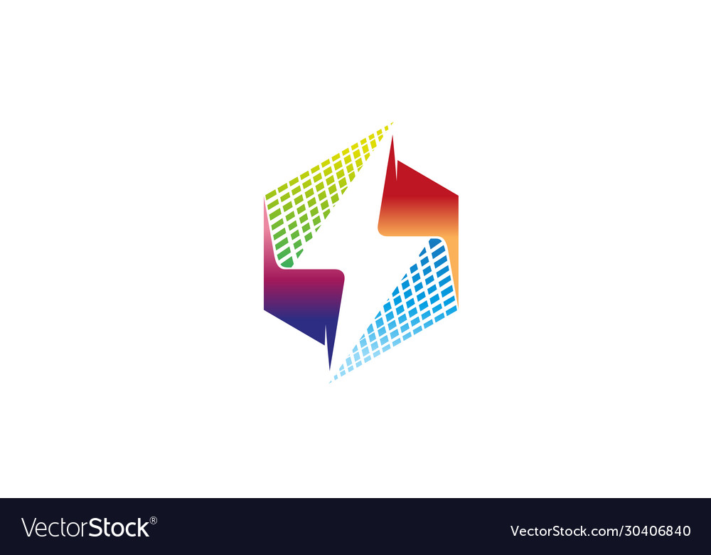 Creative abstract colorful hexagon thunder logo Vector Image