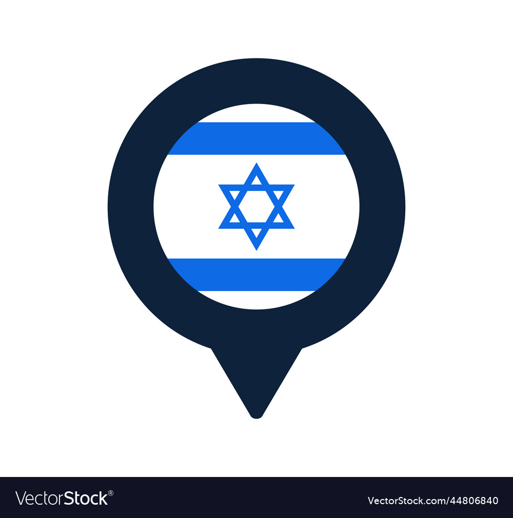 Israel flag and map pointer icon national vector image Israel flag and map pointer icon national