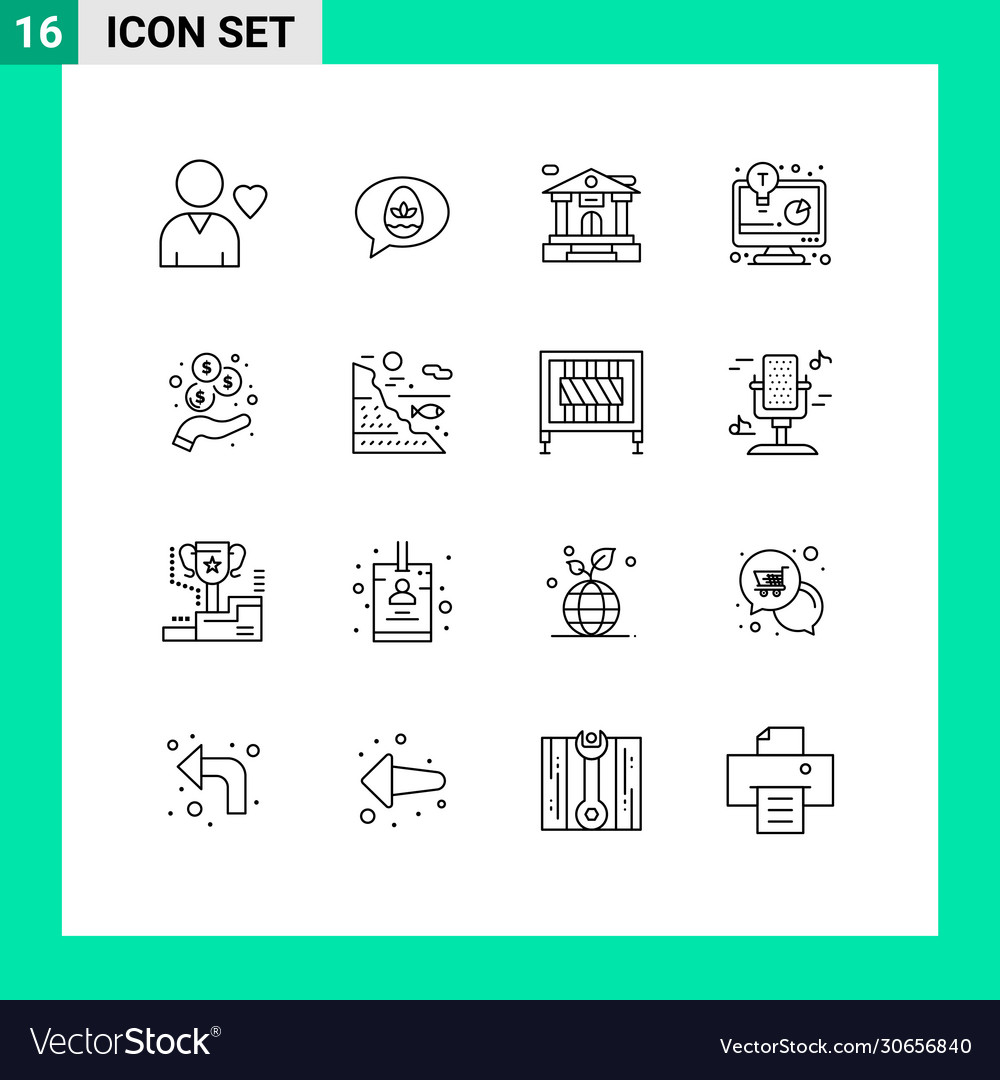 Mobile interface outline set 16 pictograms