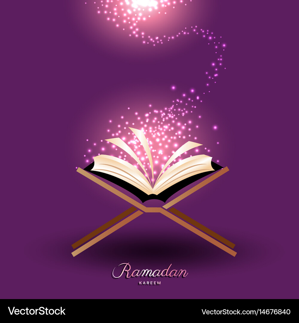 Muslim quran with magic light for ramadan islam Vector Image