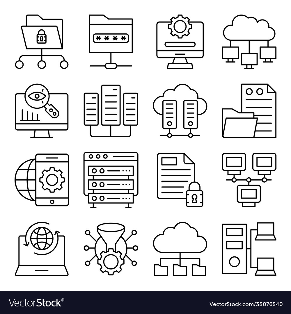 Pack data and hardware linear icons