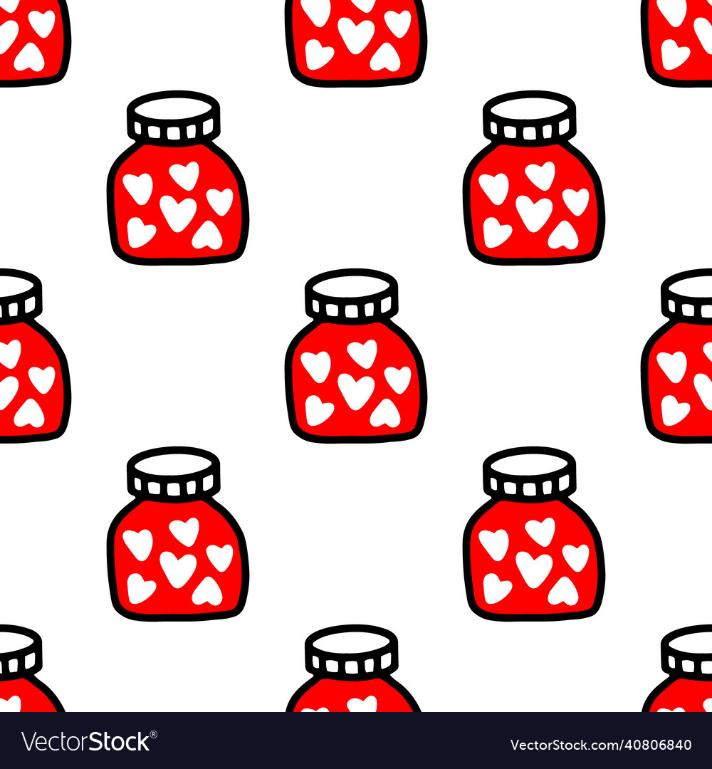 Pattern of jars with heartpattern for valentines