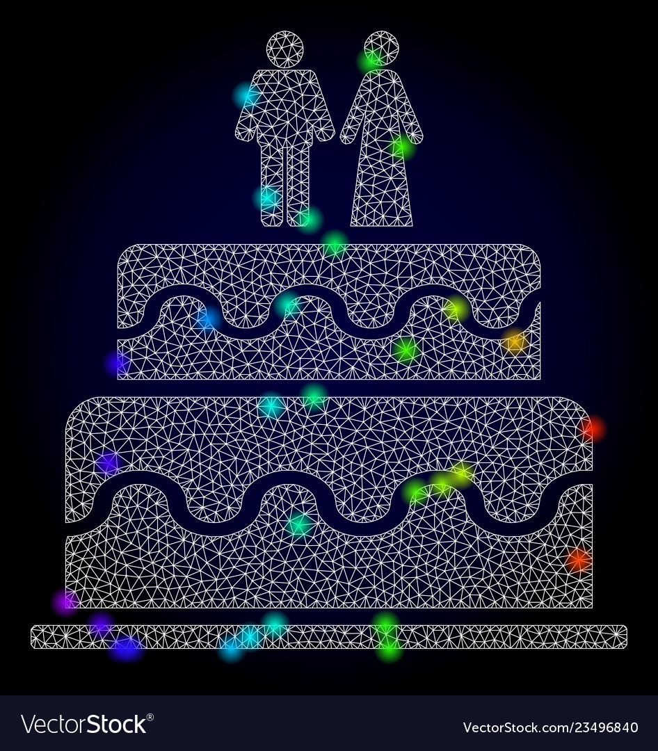 Polygonal mesh marriage cake with rainbow vector image Polygonal mesh marriage cake with rainbow