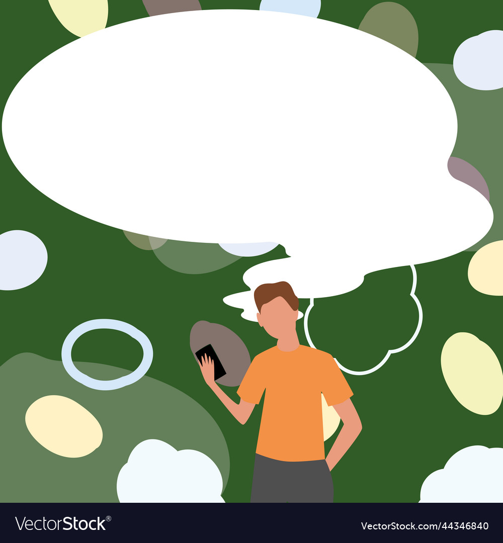 Presenter with conversation bubble showing new Vector Image Presenter with conversation bubble showing new