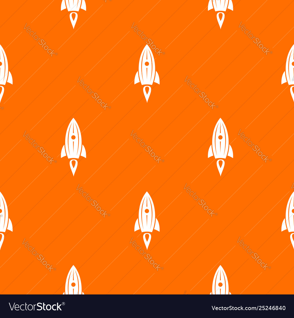 Rocket space pattern orange Royalty Free Vector Image