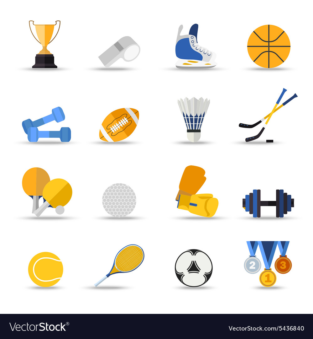 Set of sport isolated icons flat style design