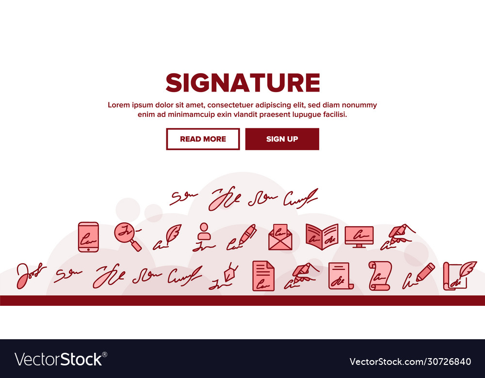 Signature signing landing header Vector Image Signature signing landing header