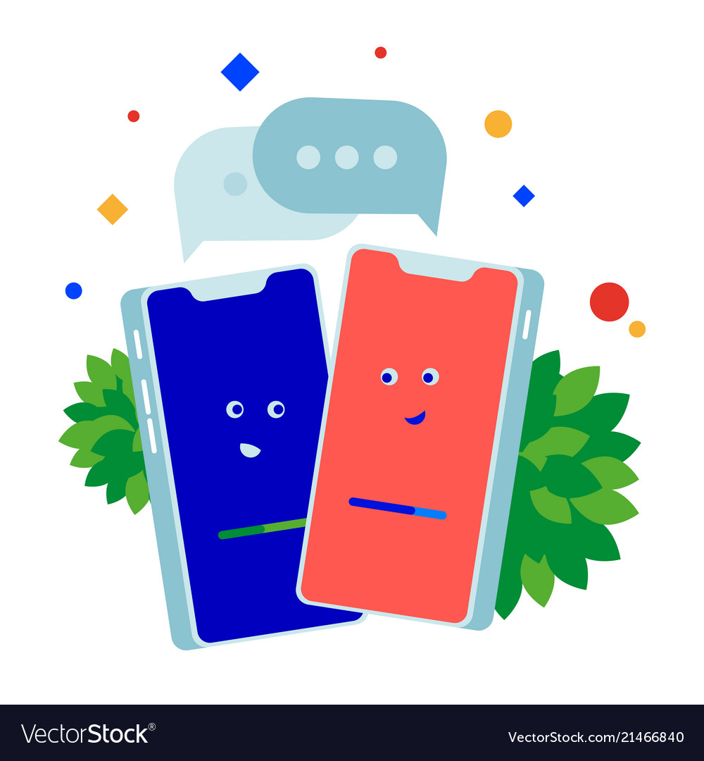 two-phones-talking-to-each-other-royalty-free-vector-image