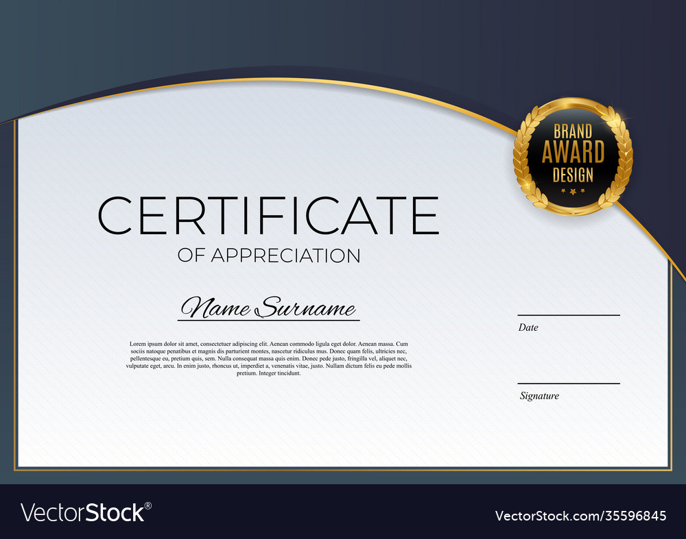 Blue and gold certificate achievement template Vector Image