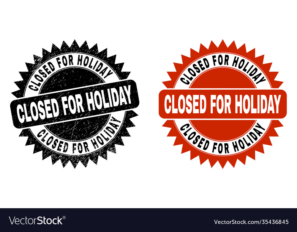 Closed for holiday black rosette stamp