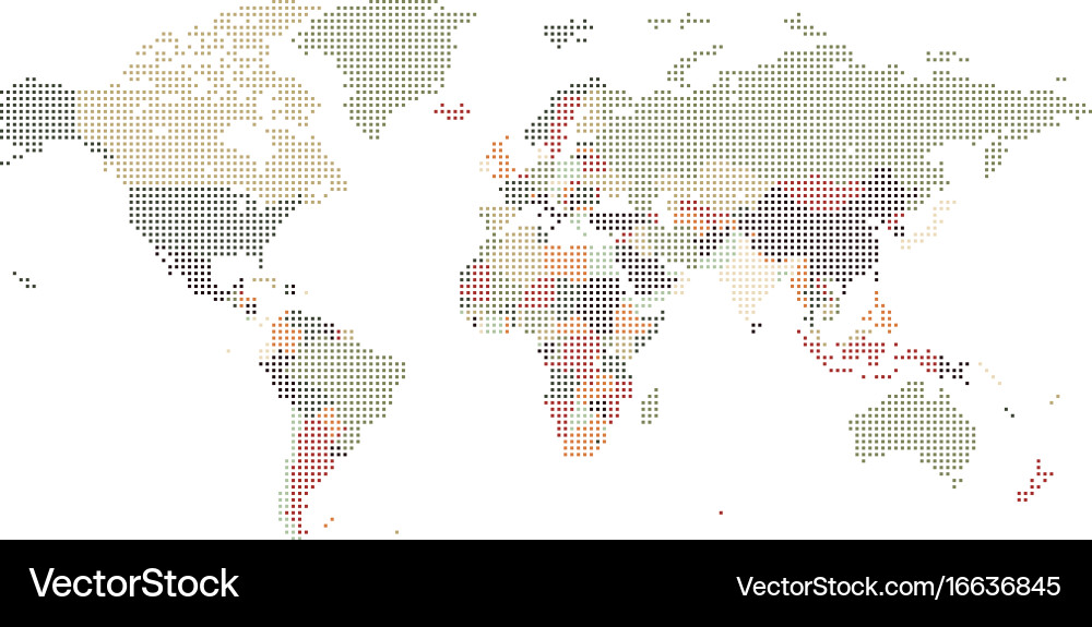 Dotted world map square dots Royalty Free Vector Image