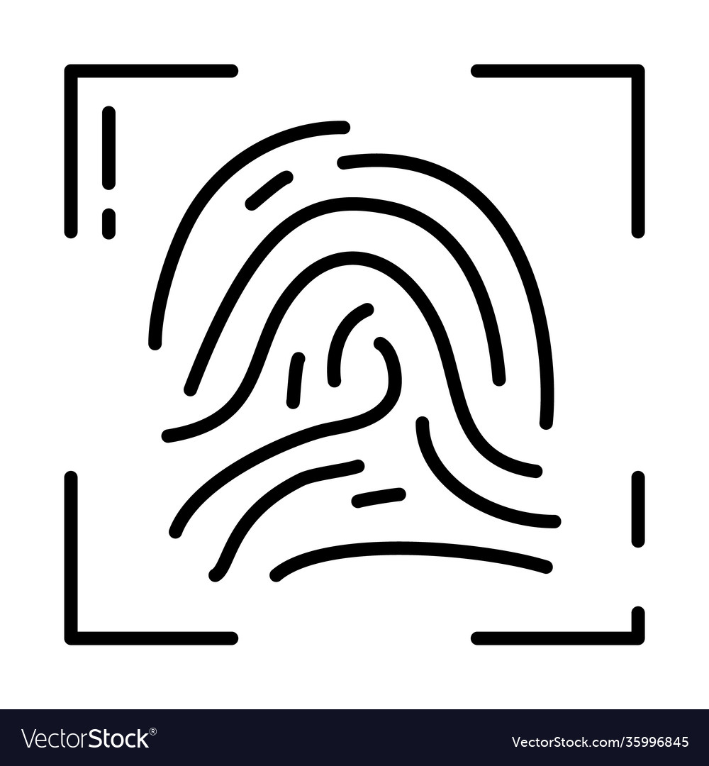Fingerprint scan icon half line style