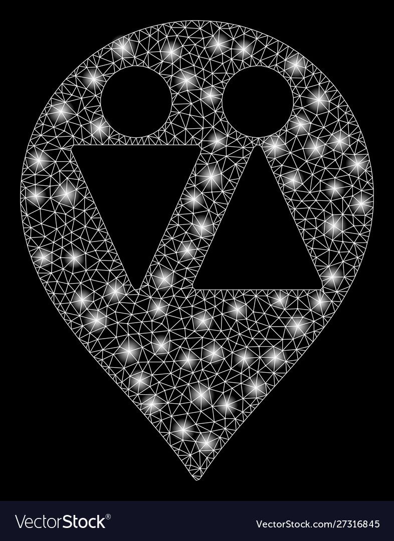 Flare mesh 2d wc map marker with light spots vector image Flare mesh 2d wc map marker with light spots