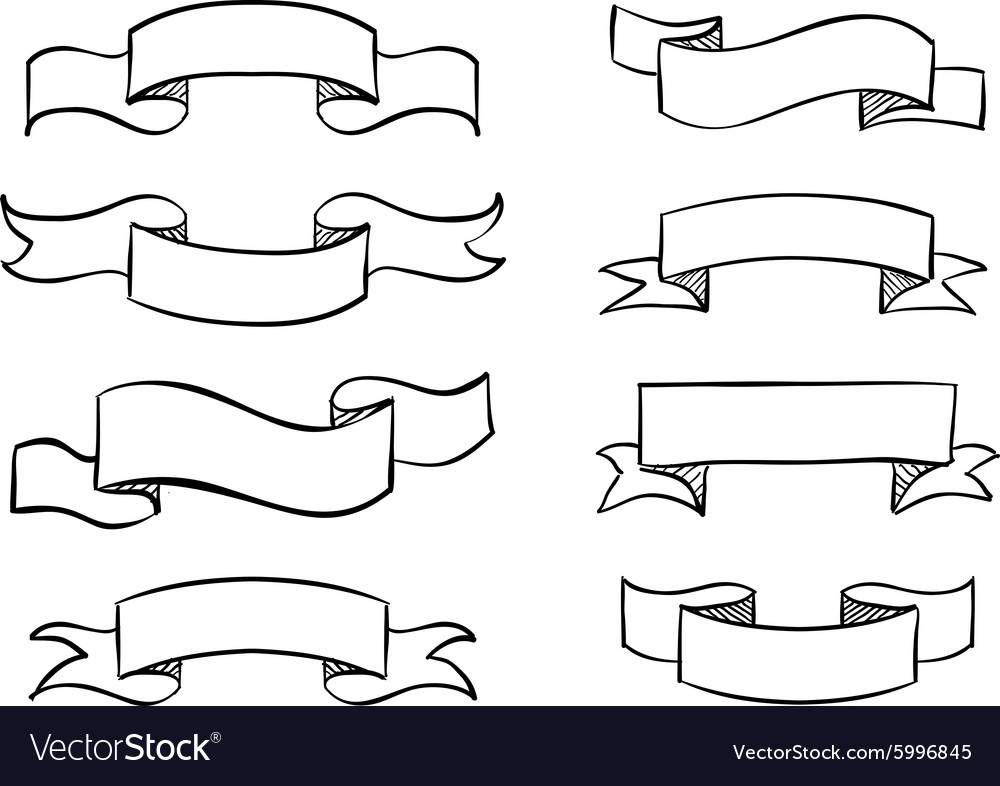 Handdrawn banner scribble vintage scroll Vector Image