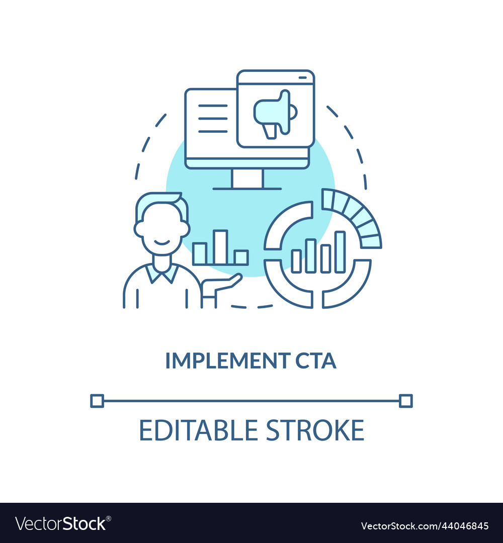 Implement cta turquoise concept icon vector image Implement cta turquoise concept icon