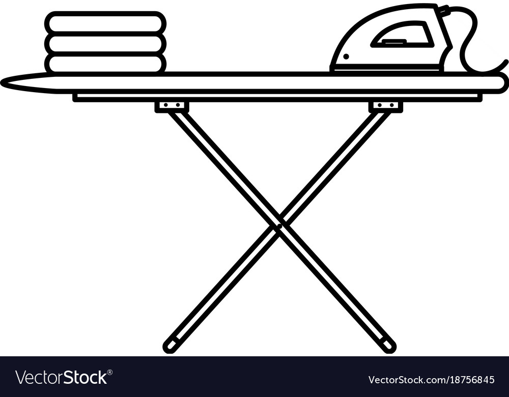Ironing board with clothes and iron Royalty Free Vector