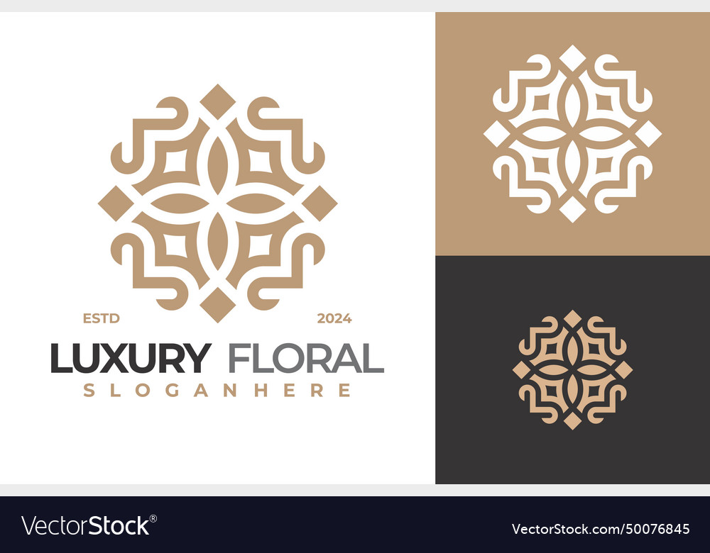 Luxury floral mandala logo design template Vector Image