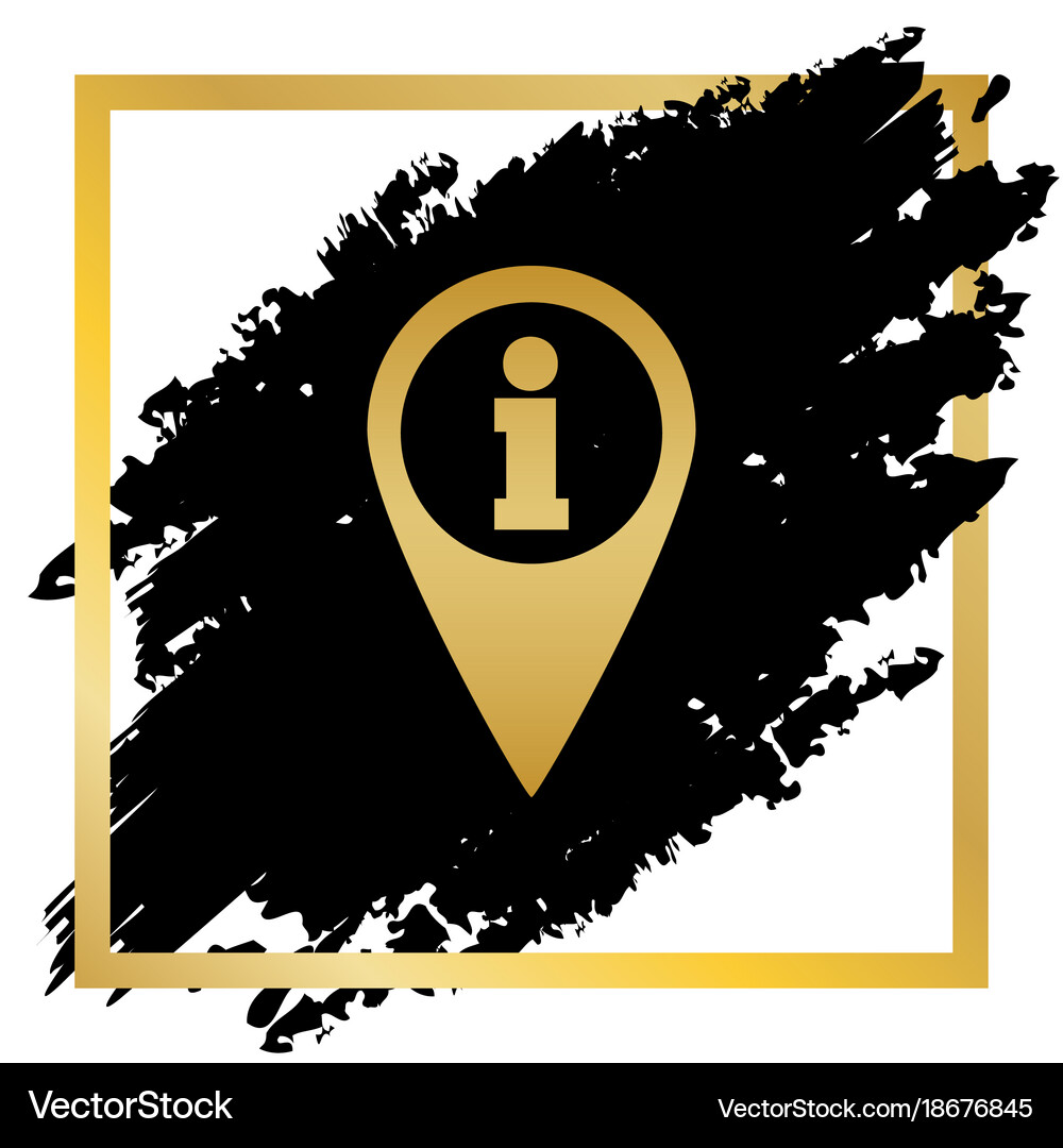 Map pointer with information sign golden Vector Image