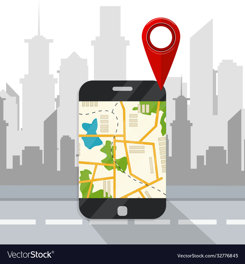 Mobile phone with navigation application vector image Mobile phone with navigation application