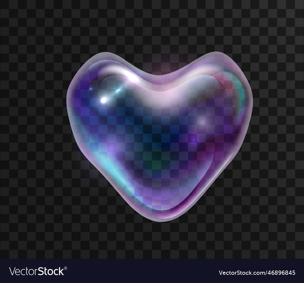 Realistic soap heart shaped rainbow bubble