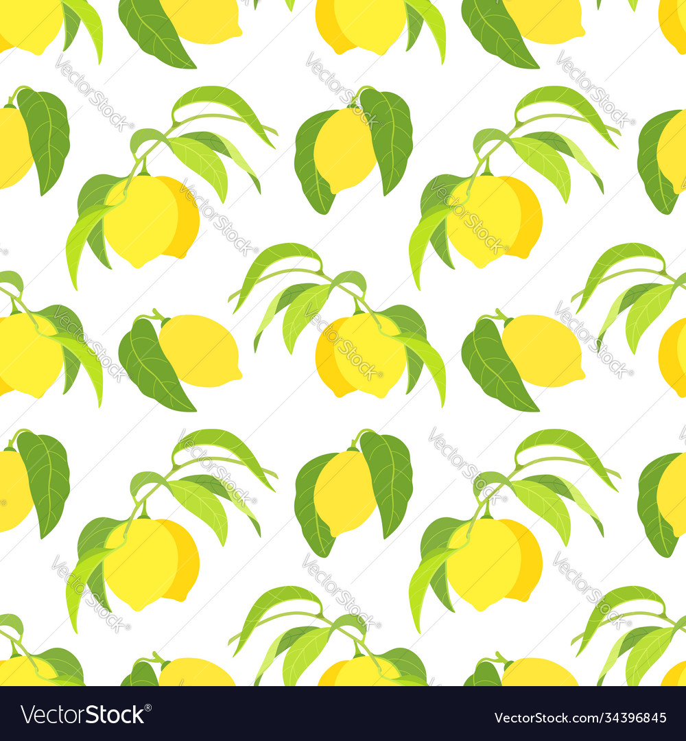 Seamless pattern with lemons on branches vector image Seamless pattern with lemons on branches