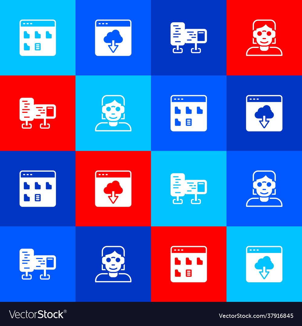 Set browser files cloud technology data transfer vector image Set browser files cloud technology data transfer