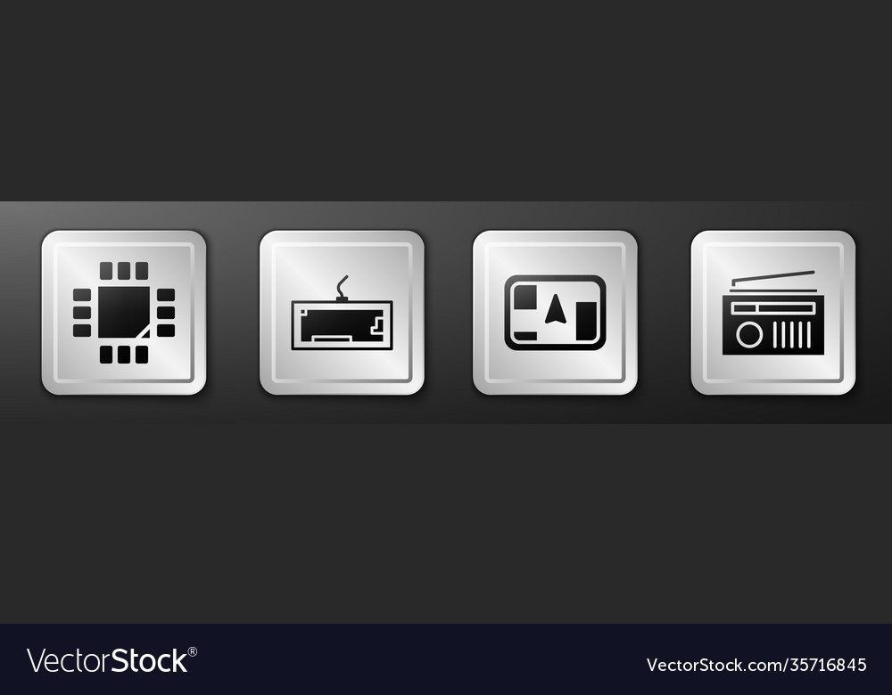 Set processor with microcircuits cpu keyboard vector image Set processor with microcircuits cpu keyboard