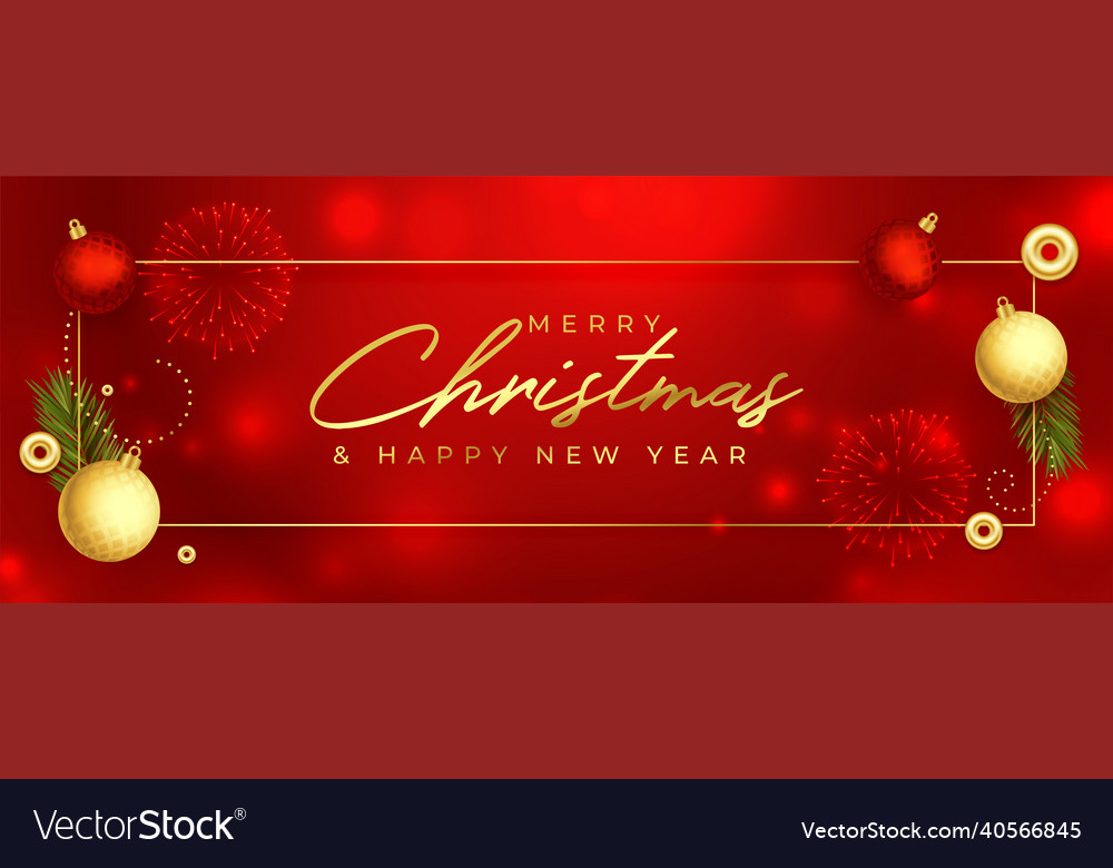 Shiny merry christmas banner with realistic Vector Image