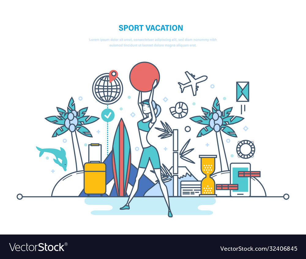 Sport vacation active healthy lifestyle fitness vector image Sport vacation active healthy lifestyle fitness