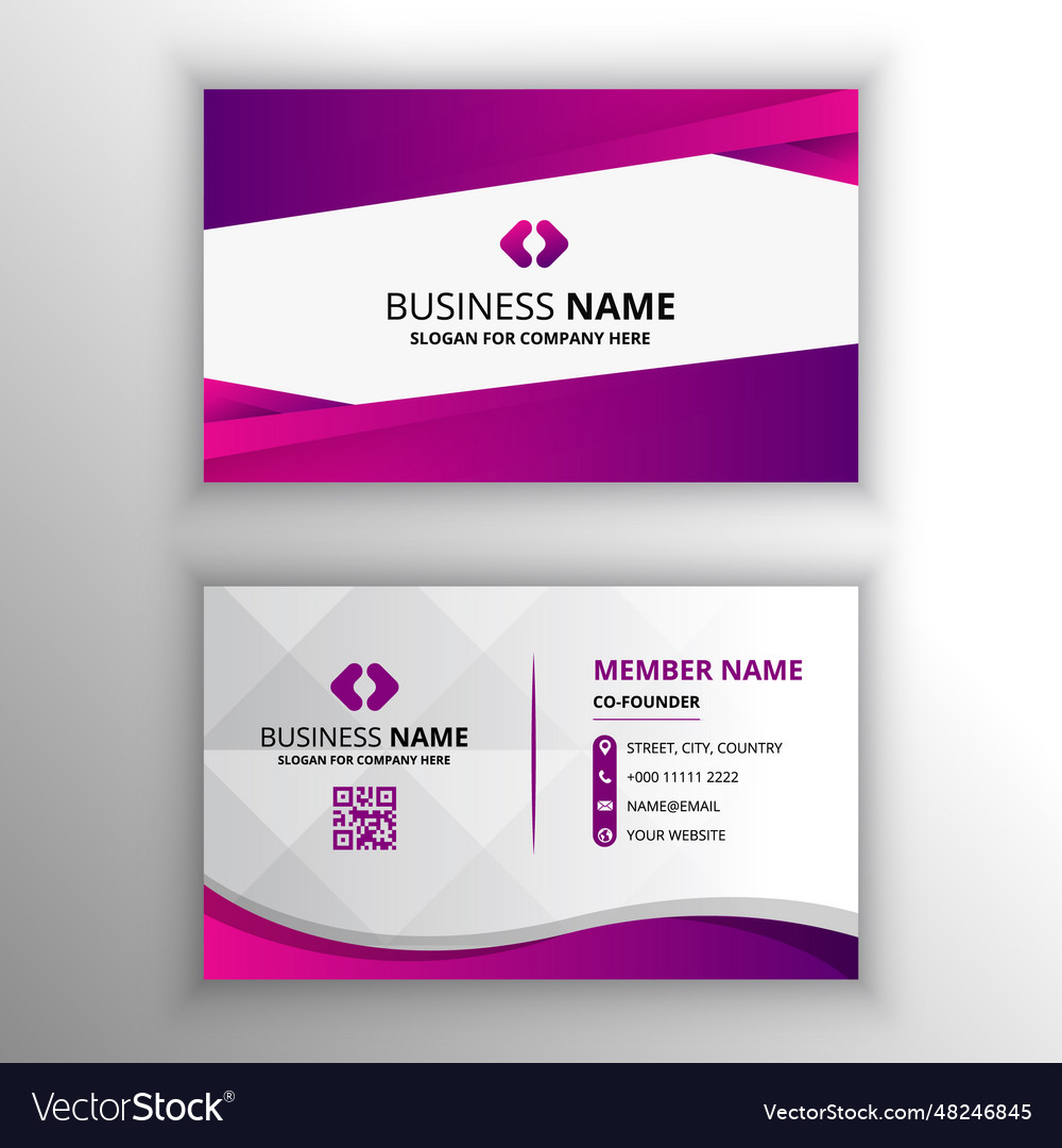 Stylish purple and pink curved business card