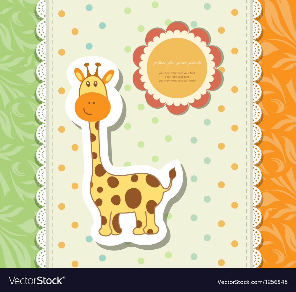 Vintage doodle little giraffe for greeting card Vector Image