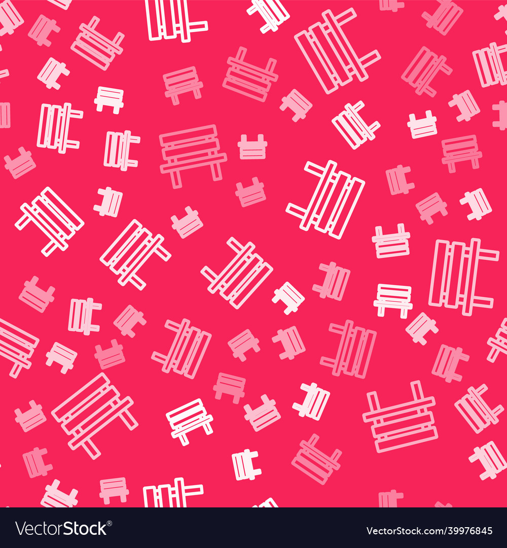 White line bench icon isolated seamless pattern