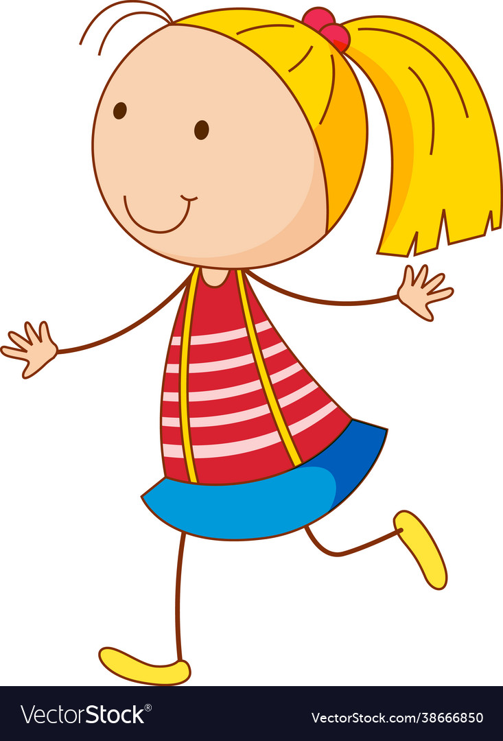 A girl cartoon character in doodle style isolated Vector Image