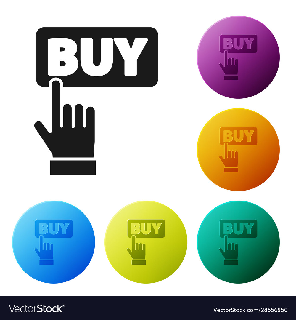 Black buy button icon isolated on white background