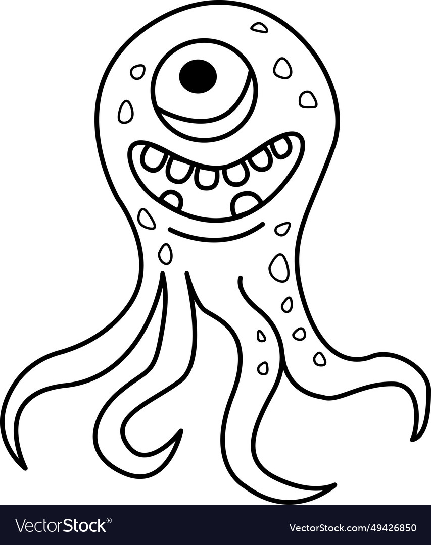 Cartoon monster for coloring page Royalty Free Vector Image