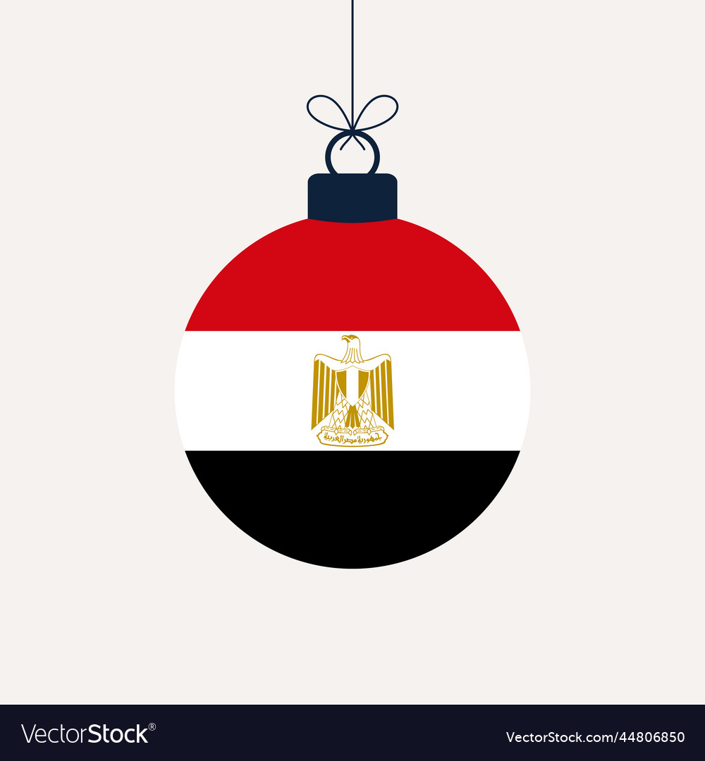 Christmas ball with egypt flag greeting card Vector Image
