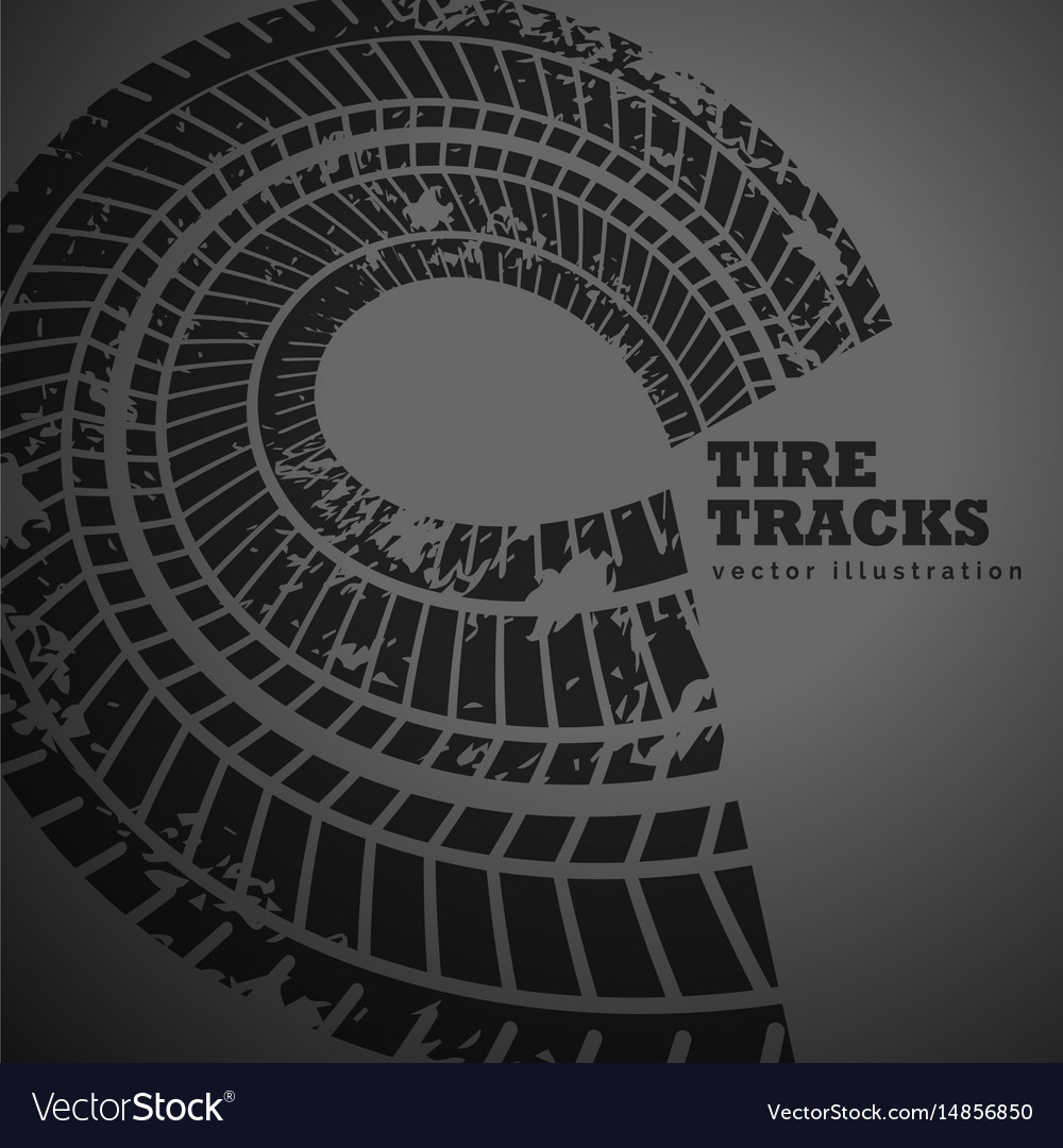 Circular tire track on dark background