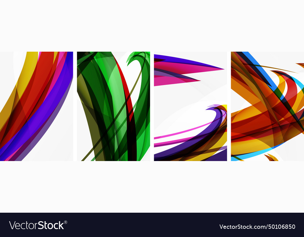 Colorful wave lines poster set for wallpaper Vector Image