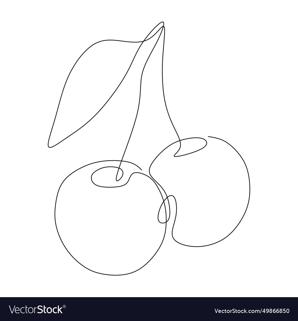 Continuous one single line drawing of cherry Vector Image