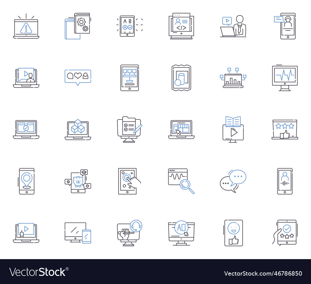 Cryptocurrency line icons collection blockchain vector image Cryptocurrency line icons collection blockchain