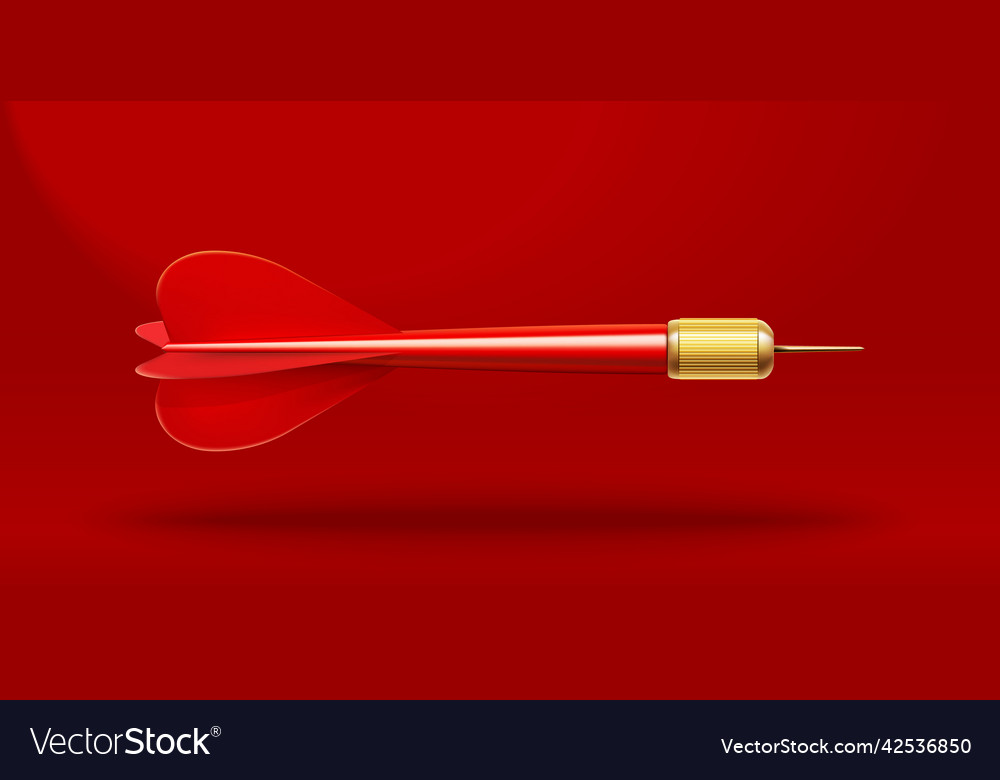 Dart arrow with shadow isolated on white red