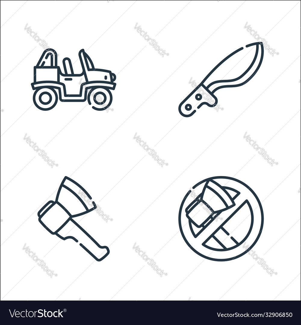 Jungle line icons linear set quality