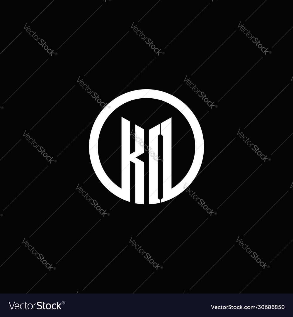 Ko Monogramm Logo isoliert mit einem rotierenden Kreis