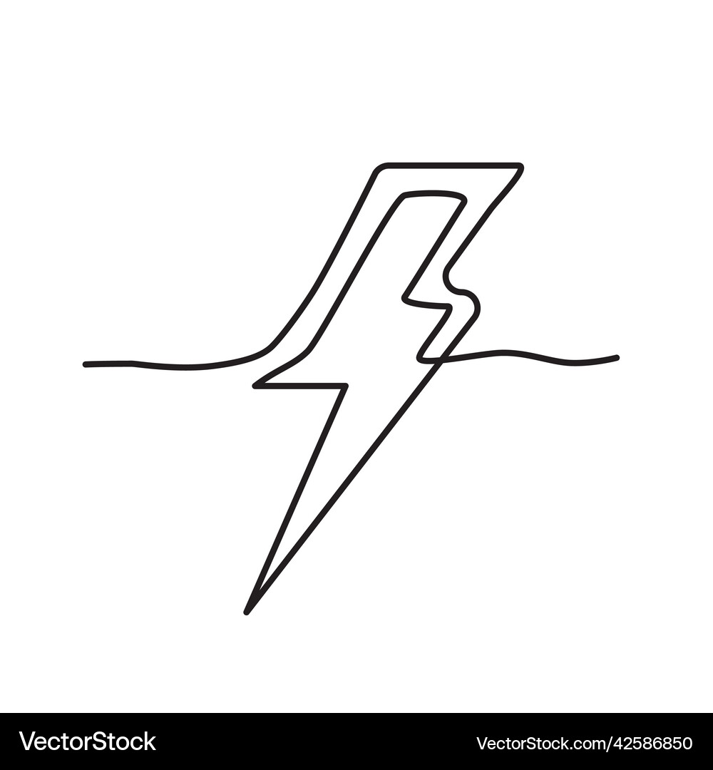 Line drawing lighting strike icon single draw Vector Image