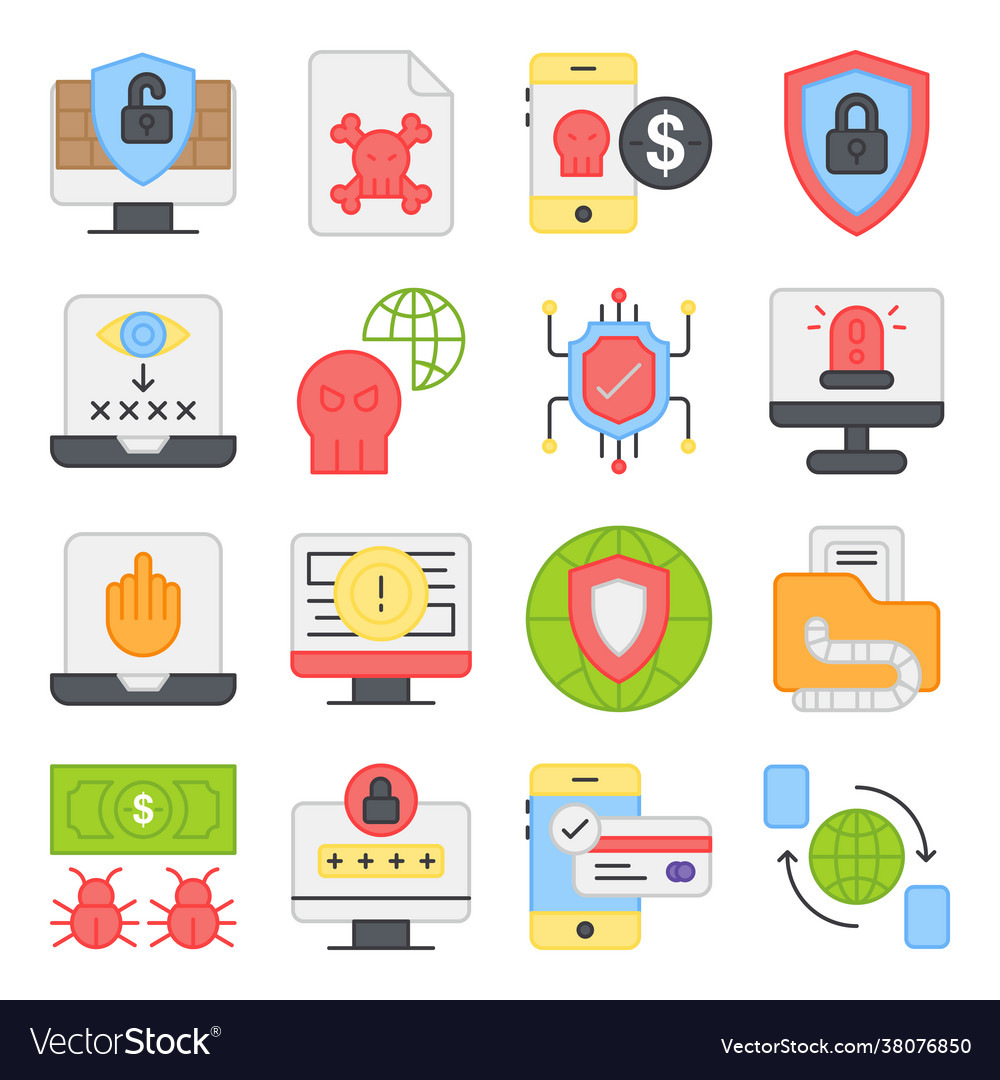 Pack encryption solid icons Royalty Free Vector Image