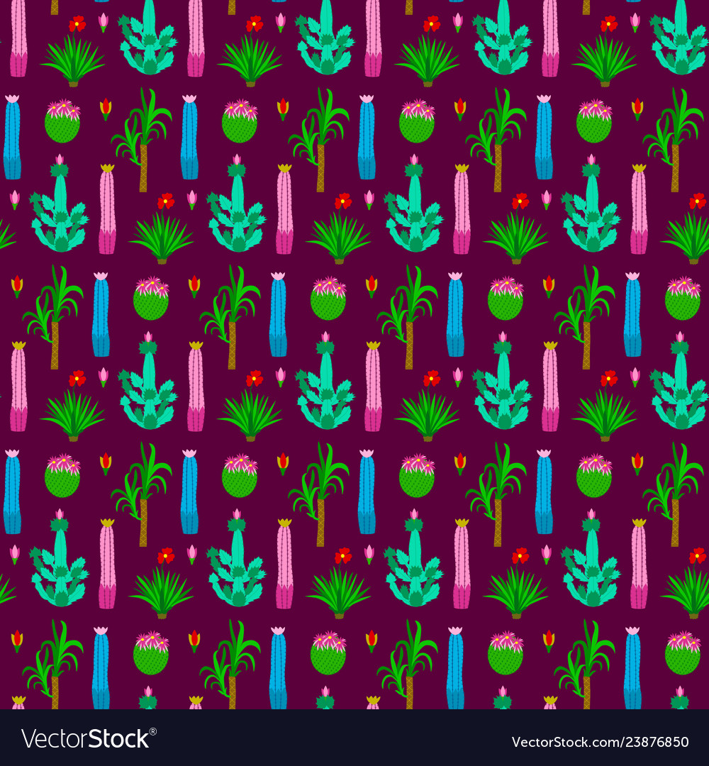 Pattern with different cactus