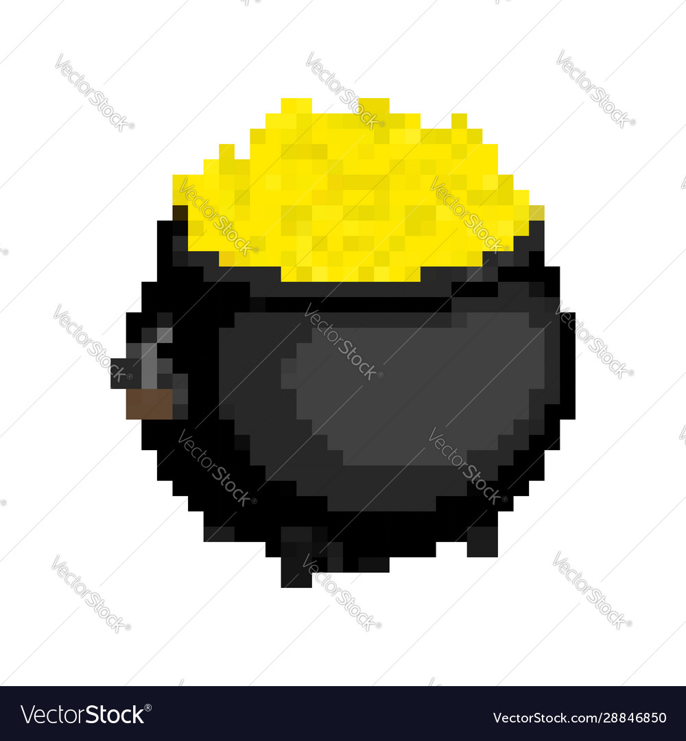 Pot gold pixel art for leprechaun ireland Vector Image